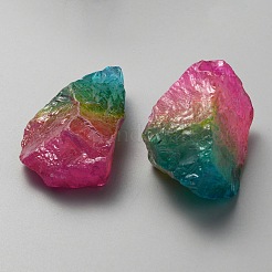電気めっきされた未加工の天然水晶ビーズ  穴なし/ドリルなし  ナゲット  30.5~49.5x29~42x14.5~28mm&nbsp;G-WH0016-43C