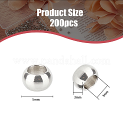 304ステンレススチールロンデルスペーサービーズ200個  ステンレス鋼色  5x3mm  穴：3mm&nbsp;STAS-DC0015-07