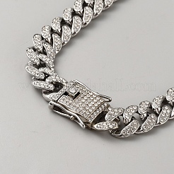 Alloy Rhinestone Cuban Curb Chain Necklaces & Bracelets Sets&nbsp;SJEW-WH0007-08