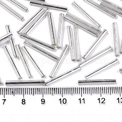 電気メッキガラスラッパビーズ  丸い穴  メタリックカラー  銀メッキ  17.5~20x1.5~2.5mm  穴：0.5~1mm  約2250個/袋&nbsp;SEED-S043-02C-02