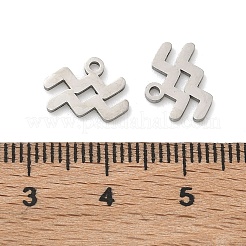 304ステンレススチール製の星座ペンダント  水瓶座の魅力  8x11x1mm  穴：1.2mm&nbsp;STAS-H260-01P-07