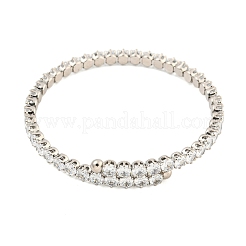Rack Plating Brass Pave Clear Cubic Zirconia Open Cuff Bangles for Women&nbsp;BJEW-U004-02P