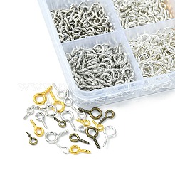 1200個12スタイルアイアンスクリューアイピンペグベイル  片穴パーツ用  ミックスカラー  8~13x4~6.5x1~1.5mm  穴：2~4mm&nbsp;IFIN-YW0001-79