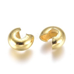 アイアン製つぶし玉カバーカシメ玉カバー  ゴールドカラー  6.5x5.5x3.5mm  穴：2mm  約100個/袋&nbsp;KK-CJC0001-06C-G