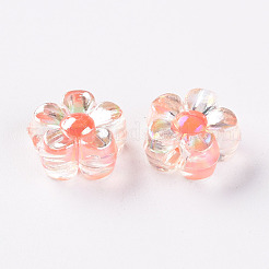 透明なアクリルビーズ  二層ビーズ  ABカラー  花  ミックスカラー  12x12.5x6mm  穴：2.5mm&nbsp;X-TACR-S152-06B