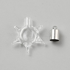 ガラスチャーム  ウィッシュボトルチャーム  ヒトデ  白金金属パーツ  透明  31x25x7mm  穴：1.8mm&nbsp;FIND-WH0199-265