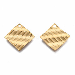 304ステンレスペンダント  ツイスト菱形  ゴールドカラー  16x16x1.5mm  穴：1.4mm&nbsp;STAS-S080-054G-NR