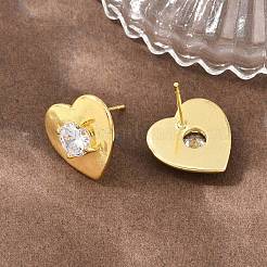 Brass Micro Pave Cubic Zirconia Stud Earrings&nbsp;KK-Z166-02G
