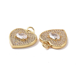 Heart Brass Micro Pave Cubic Zirconia Pendants&nbsp;KK-G435-01G-04