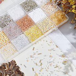 DIYファインディングキット  ガラス＆アクリルビーズを含む  きいろ  E：1.5~8x1.5~3.5mm  穴：0.5~1mm&nbsp;DIY-PA0001-90E