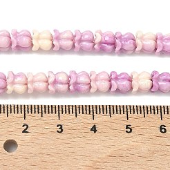 合成サンゴ染め彫刻ビーズ連売り  花  プラム  6x6x6mm  穴：1mm  約60個/連  13.94''（35.4センチメートル）&nbsp;SHEL-G023-01B