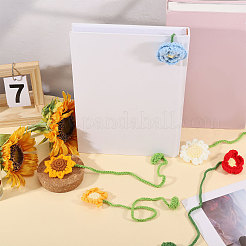 5Pcs 5 Styles Woven Polyester Flower Bookmarks&nbsp;AJEW-GL0003-57