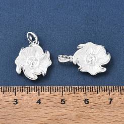 真鍮エナメルペグベイルチャーム  花のチャーム  片穴パーツ用  銀  19x16x7mm  穴：3x5mm  トレイのサイズ：4.5mm&nbsp;KK-CBA746B-03S