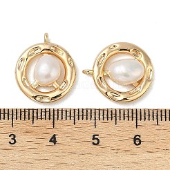 Brass Pave Natural Freshwater Pearl Pendants&nbsp;KK-U045-17G
