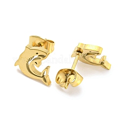 Hollow Out Shark 304 Stainless Steel Stud Earrings&nbsp;EJEW-G359-02G