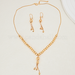 Elegant Vintage Brass Tassel Dangle Earrings & Pendant Necklace Sets for Women&nbsp;MN4192