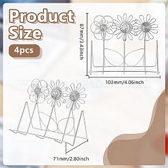 4個の花柄ステンレス製デスクトップ名刺ホルダー  ステンレス鋼色  103x71x87mm&nbsp;AJEW-GO0004-80