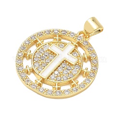 Religion Cross Brass Micro Pave Clear Cubic Zirconia Pendants&nbsp;CU-CBA83A6-03A-G02