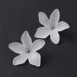 5枚の花弁透明アクリルビーズキャップ  艶消し  花  ホワイトスモーク  25x26.5x7mm  穴：1.6mm  約746個/500g&nbsp;OACR-A017-15