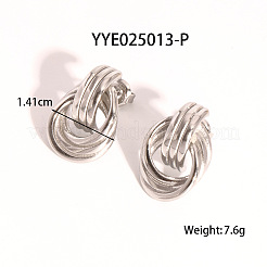 304 Stainless Steel Texture Multi-circle Knot Stud Earrings&nbsp;WP5091-2