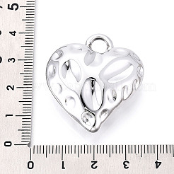 テクスチャードアクリルパーツ  ハートチャーム  銀  34.5x31.5x11.5mm  穴：5mm&nbsp;OACR-T030-33A