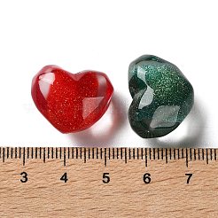透明樹脂ビーズ  金箔  ツートン  ハート  16x20x13mm  穴：2.5mm&nbsp;RESI-B031-03D