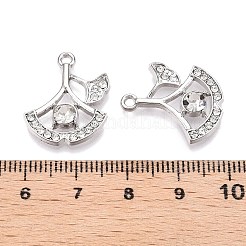 ラックメッキ合金ペンダント  ラインストーン付き  葉  プラチナ  20.5x16.5x4mm  穴：1.6mm&nbsp;FIND-N005-30P