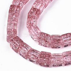 クラックガラスビーズ  染め＆加熱  正方形  インディアンレッド  6x6x6mm  穴：1.4mm  約60~61個/連  14.96インチ（38cm）&nbsp;GLAA-S192-005H