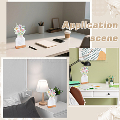 2026 Year Flower Desktop Calendar with Wood Base&nbsp;AJEW-WH0481-421A