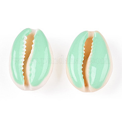 カウリーシェルビーズ  エナメル  穴なし/ドリルなし  アクアマリン  20~26x13~18x5~7mm&nbsp;SHEL-S274-04H