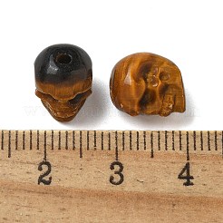天然石タイガーアイビーズ  スカル  9~9.5x8~8.5x9~9.5mm  穴：1.4mm&nbsp;G-K387-02G
