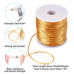 ナイロン糸  ラットテールサテンコード  ミックスカラー  1mm程度  約75m /ロール  6色  1ロール/カラー  6rolls&nbsp;NWIR-PH0001-57