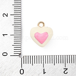 合金エナメルチャーム  ハートチャーム  ゴールドカラー  ベージュ  12.5x10.5x6.5mm  穴：1.4mm&nbsp;ENAM-E362-09D
