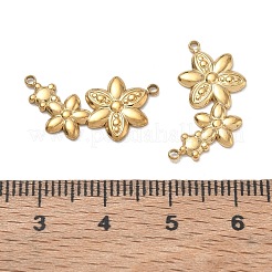 304ステンレスペンダント  花のチャーム  イオンプレーティング（ip）  18KGP本金メッキ  11x21x1.5mm  穴：1.2mm&nbsp;SA-CBAF1D5-05G