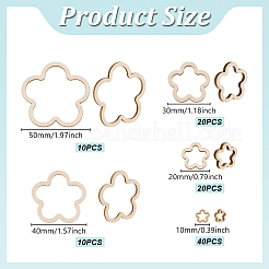 100Pcs 5 Styles Unfinished Wood Hollow Chips&nbsp;WOOD-GA0002-09
