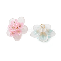 4Pcs Frosted Acrylic Bead Caps Pendants&nbsp;PALLOY-MZ01310