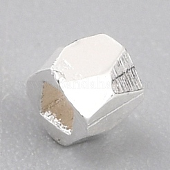 真鍮製スペーサービーズ  カドミウムフリー＆鉛フリー  長持ちメッキ  ファセット列  925銀メッキ  2x2mm  穴：1mm&nbsp;KK-O133-202A-S