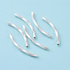 925純銀製のチューブビーズ  カーブチューブ  ツイスト広場  銀  30x2x2mm  穴：1.2mm  約17個/10g&nbsp;STER-D035-13S