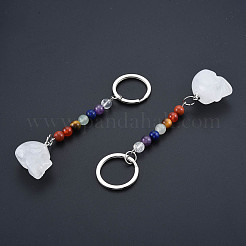 Natural Quartz Crystal Skull Pendant Keychain&nbsp;G-N341-01G
