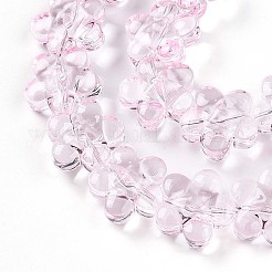 透明ガラスビーズ連売り  花  パールピンク  12x12x7mm  穴：0.9mm  約55個/連  25.04''（63.6センチメートル）&nbsp;GLAA-T023-36B