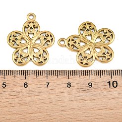 304ステンレスペンダント  花のチャーム  イオンプレーティング（ip）  18KGP本金メッキ  27x23x1.8mm  穴：2mm&nbsp;SA-CBA1839-14G