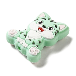 猫用シリコンフォーカルビーズ  DIYの看護ネックレス用  アクアマリン  30x24x9.5mm  穴：2mm&nbsp;SIL-B069-01F