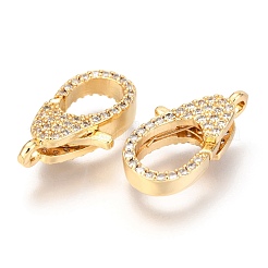 Brass Micro Pave Cubic Zirconia Lobster Claw Clasps&nbsp;ZIRC-O038-22G