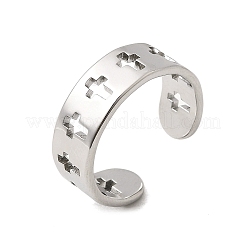 女性用304ステンレススチールカフリング  クロス  ステンレス鋼色  7mm  内径：18mm&nbsp;RJEW-A077-02P