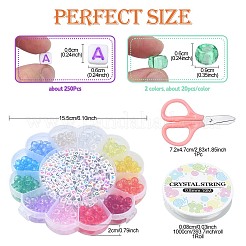 DIYブレスレット作りキット  プラスチックバレルとアクリルレタービーズを含む  伸縮性のある糸  はさみ  ミックスカラー  ビーズ：490個/箱&nbsp;DIY-YW0007-75