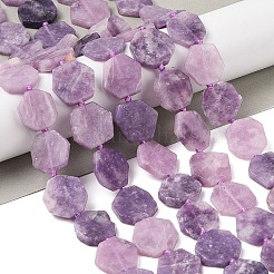 天然レピドライトビーズ連売り  六角  13.5~18x14~18x3~4mm  穴：1mm  約23~24個/連  15.35~ 15.75インチ（39~40cm）&nbsp;G-L095-A01-01B