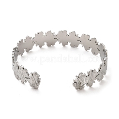 変色しない304ステンレススチールのリーフカフバングル  ステンレス鋼色  内径：2-1/4インチ（5.8cm）&nbsp;BJEW-G694-10P