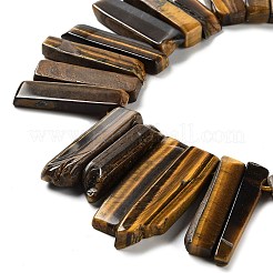 天然石タイガーアイビーズ連売り  トップドリルビーズ  長方形  24~62x8~14x4~9mm  穴：1.8mm  約34~39個/連  15.04''~15.51''（38.2~39.4センチメートル）&nbsp;G-L551B-07