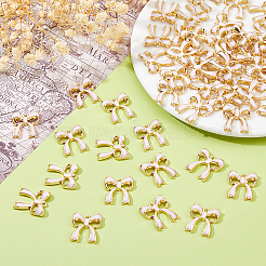 ラックメッキ合金エナメルペンダント50個。  ちょう結びのチャーム  ゴールドカラー  ミスティローズ  19.5x17.5x3mm  穴：1.5mm&nbsp;ENAM-DC0002-05