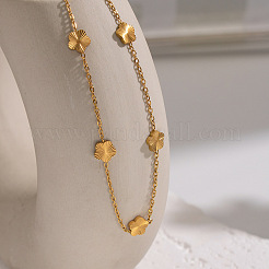 304ステンレススチール製フラワーリンクチェーンネックレス（女性用）  18KGP本金メッキ  14.96インチ（38cm）&nbsp;BR4750